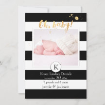 PixDezines birth announcement/b+w stripes