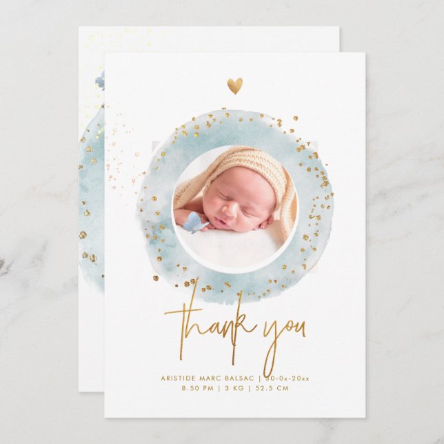 PixDezines Birth Announcement Baby ShowerThank You (Front/Back)