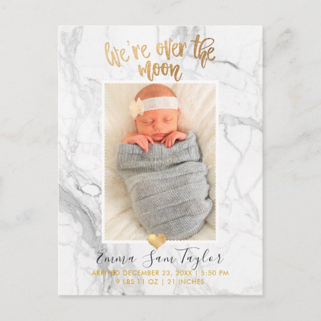 PixDezines Birth Announcement/Over the Moon Announcement Postcard (Front)