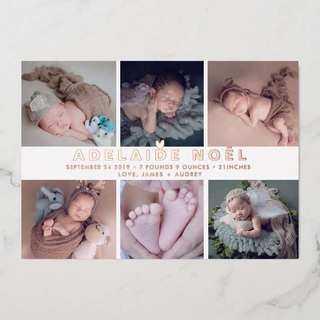 PixDezines Birth Announcement Rose Gold (Front)