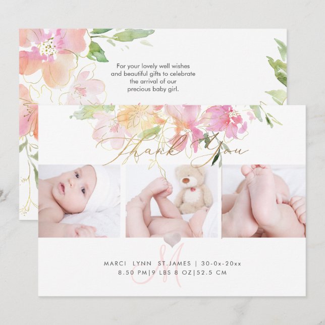PixDezines Birth Announcement+Shower Thank You Invitation (Front/Back)