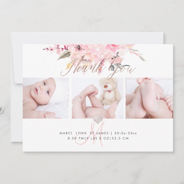 PixDezines Birth Announcement+Shower Thank You Invitation (Front)