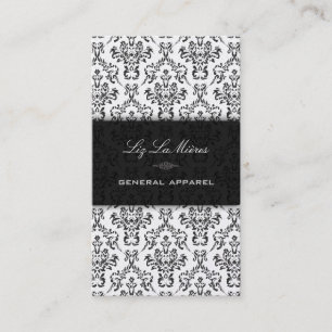 PixDezines Black Arianna Vintage Damask Business Card