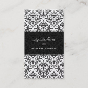 PixDezines Black Céline Vintage Damask Business Card
