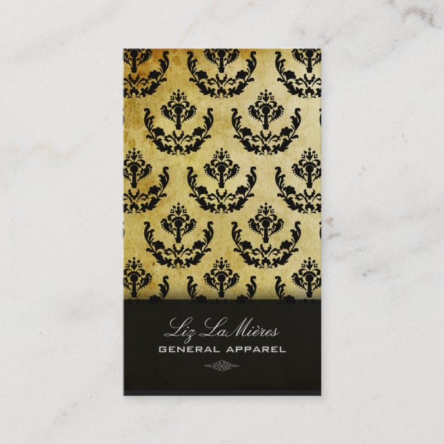 PixDezines black firenze damask Business Card (Front)