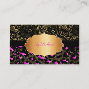 PixDezines black lace+pink cheetah Business Card