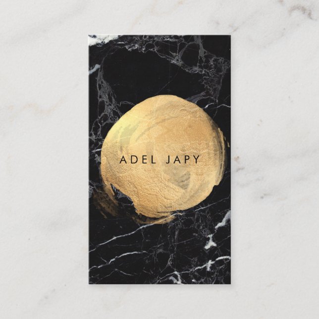 PixDezines BLACK MARBLE+FAUX GOLD SPOTS Business Card (Front)