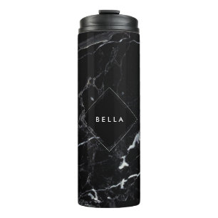 PixDezines BLACK MARBLE Thermal Tumbler
