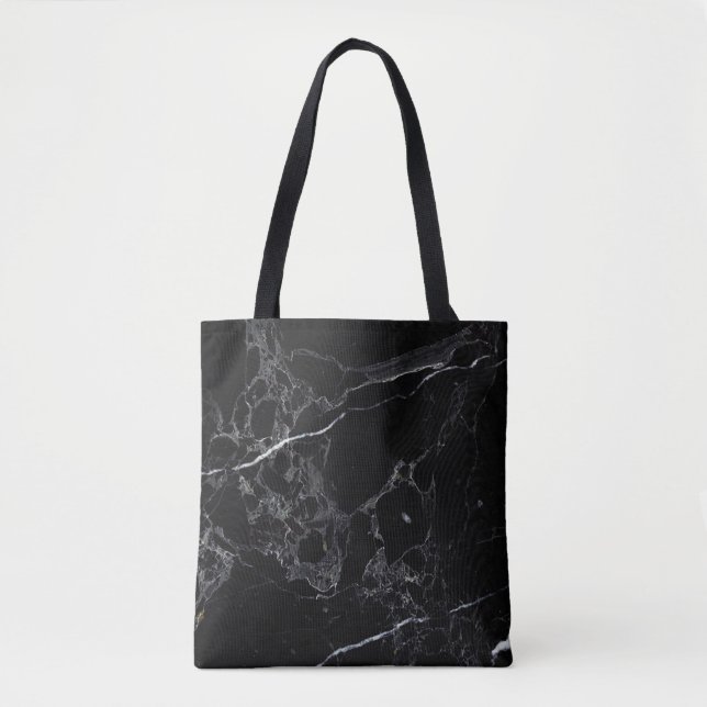 PixDezines BLACK MARBLE Tote Bag (Front)