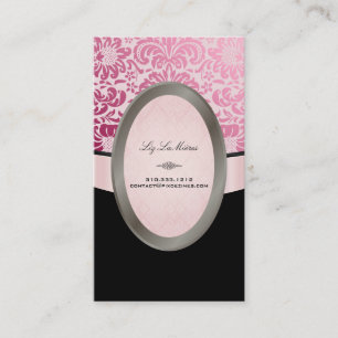 PixDezines Black, Pink Fidora Damask Business Card