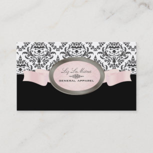 PixDezines Black, Pink, White Céline Damask Business Card