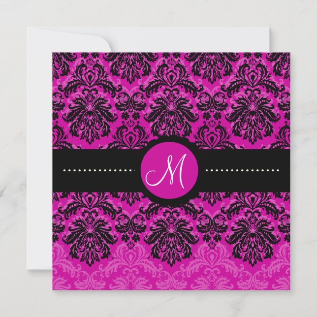 PixDezines Black Piqué Damask/DIY Pink velvet Invitation (Front)