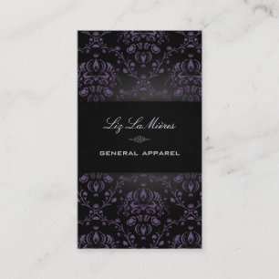 PixDezines Black+Purple Dolcè Vintage Damask Business Card
