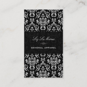 PixDezines Black+White Arianna Vintage Damask Business Card