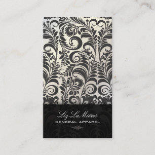 PixDezines Black+White Bellissimo Vintage Damask Business Card
