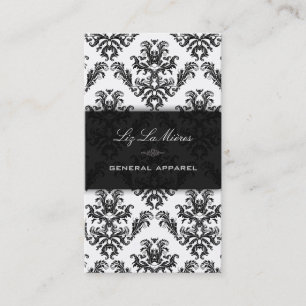 PixDezines Black+White Céleste Vintage Damask Business Card