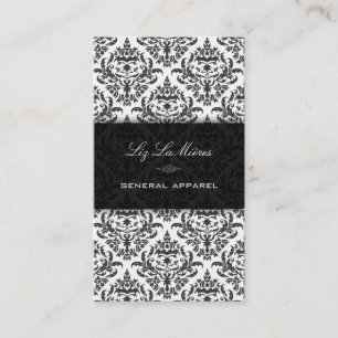 PixDezines Black+White Céline Vintage Damask Business Card