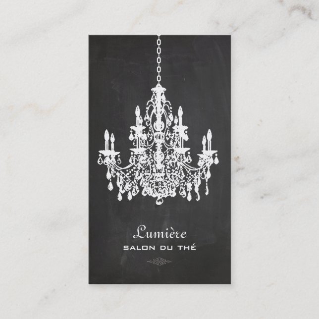 PixDezines Black+White Chandelier/chalkboard Business Card (Front)
