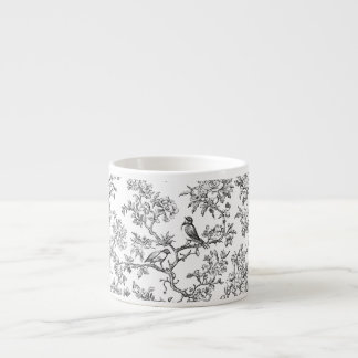 PixDezines Black White Chinoiserie, Bird Peonoies Espresso Cup