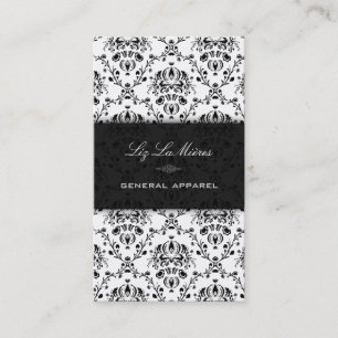 PixDezines Black+White Dolcè Vintage Damask Business Card