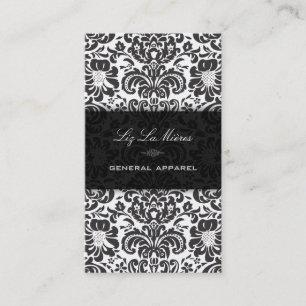 PixDezines Black+White Fidora Vintage Damask Business Card