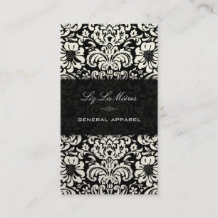 PixDezines Black+White Fidora Vintage Damask Business Card