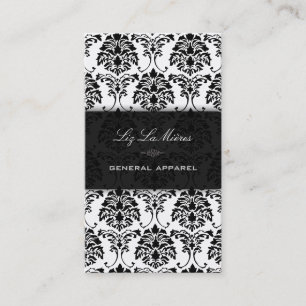 PixDezines Black+White Florentius Vintage Damask Business Card