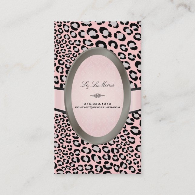 PixDezines Black, White Leopard spots Business Card (Front)