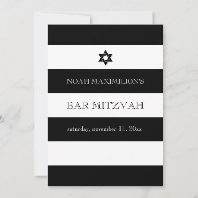 PixDezines black/white/stripes bar mitzvah Invitation (Front)