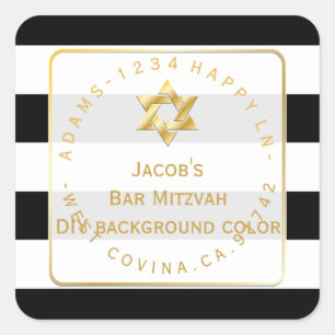 PixDezines black+white stripes mitzvah return add Square Sticker