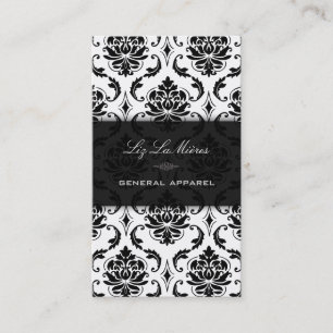 PixDezines Black+White Vendome Vintage Damask Business Card