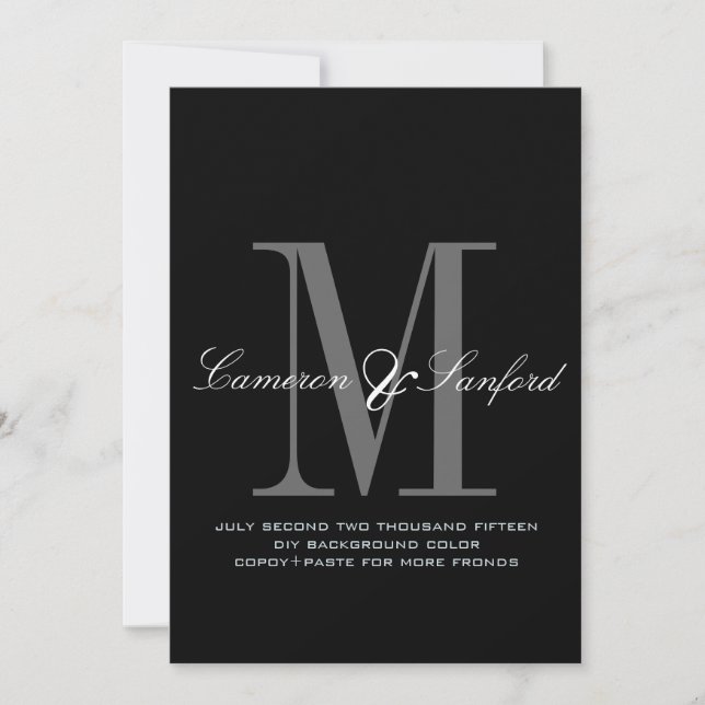 PixDezines Black+White Wedding Invitation (Front)