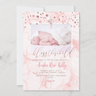 PixDezines BLESS THIS CHILD, FAUX ROSE GOLD Save The Date