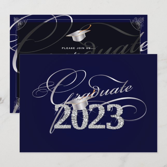 PixDezines Bling, Bling/diy colour 2023 graduation Invitation (Front/Back)