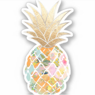 PixDezines Blue Aloha Pineapple, Faux Gold Crown