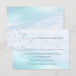 PixDezines Blue Coastal, Beach RSVP w Meal Invitation
