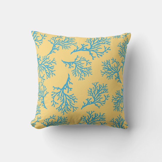 PixDezines blue coral/diy background Cushion (Front)
