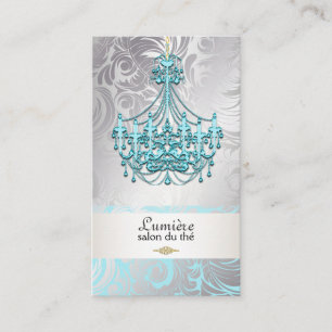 PixDezines BLUE CRYSTAL CHANDELIER/DAMASK/DIY Business Card
