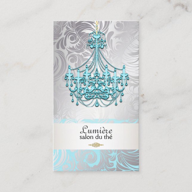 PixDezines blue crystal chandelier/DIY colour Business Card (Front)