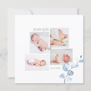 PixDezines Blue Eucalyptus Birth Announcement 