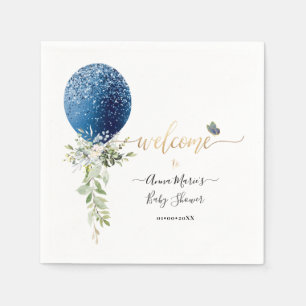 PixDezines Blue Glitter Balloon Any Event Welcome Napkin