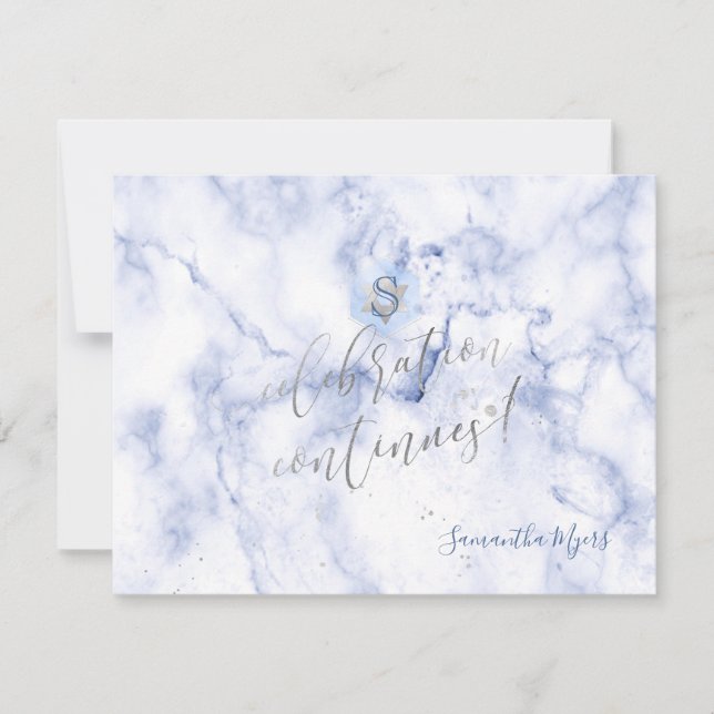PixDezines Blue Honeycomb  Mitzvah Reception Card✡ RSVP Card (Front)