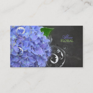 PixDezines blue hydrangeas, florists/chalkboard Business Card