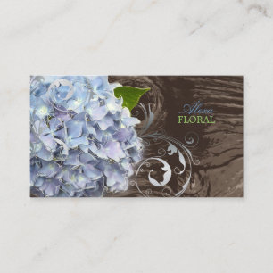 PixDezines blue hydrangeas, florists/wood panels Business Card