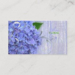 PixDezines blue hydrangeas, florists/wood panels Business Card