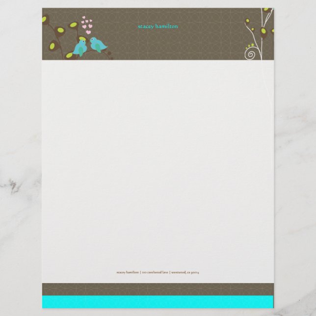 PixDezines Blue Love Birds Customised Letterhead (Front)