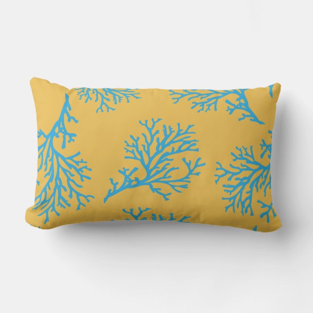 PixDezines blue/orange/coral/diy background Lumbar Cushion (Front)