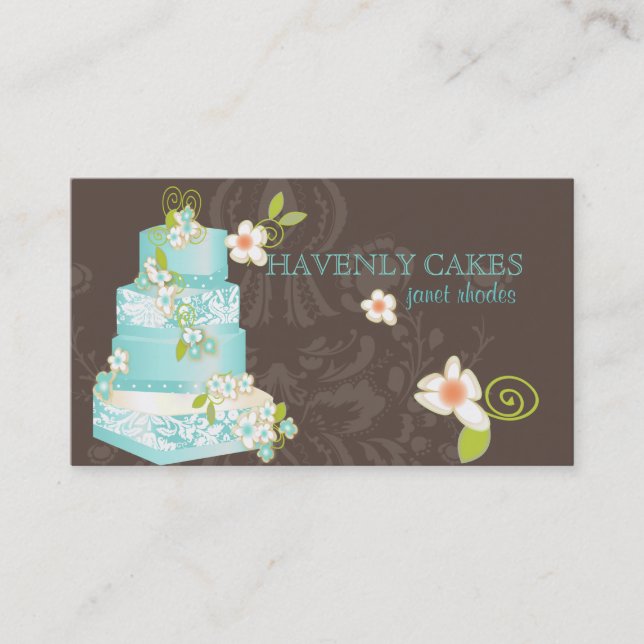 PixDezines blue wedding cake/bakery/pâtisserie Business Card (Front)
