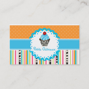 PixDezines blueberry swirls cupcake+stripes Business Card