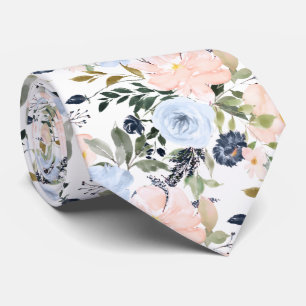 PixDezines Blush Blue Watercolor Flowers DIY color Tie